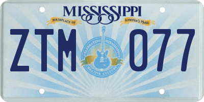 MS license plate ZTM077