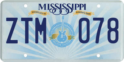 MS license plate ZTM078