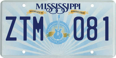 MS license plate ZTM081