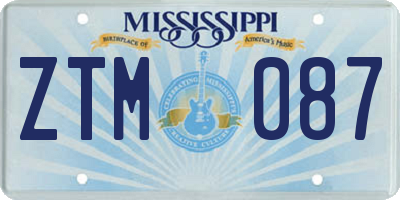 MS license plate ZTM087
