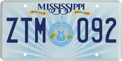 MS license plate ZTM092