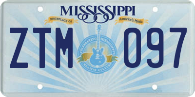 MS license plate ZTM097