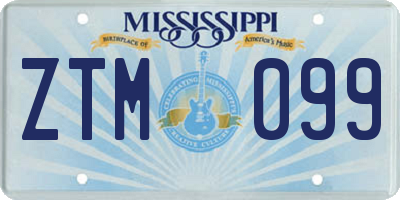 MS license plate ZTM099