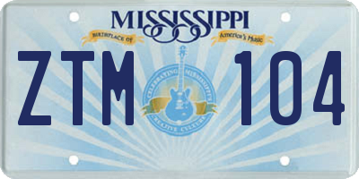 MS license plate ZTM104