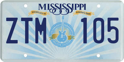 MS license plate ZTM105