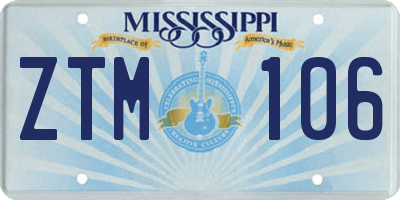 MS license plate ZTM106