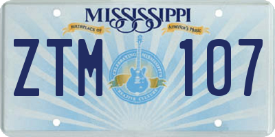MS license plate ZTM107