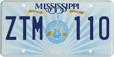 MS license plate ZTM110