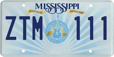 MS license plate ZTM111