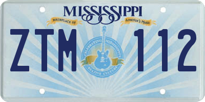 MS license plate ZTM112