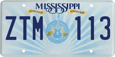 MS license plate ZTM113