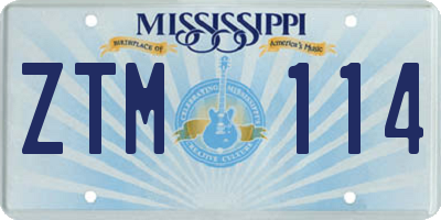 MS license plate ZTM114