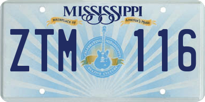 MS license plate ZTM116