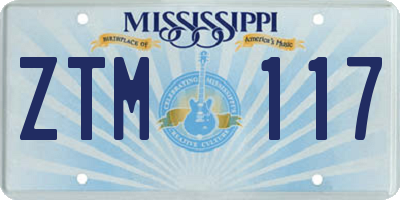 MS license plate ZTM117