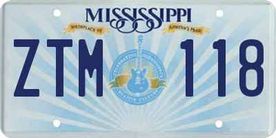MS license plate ZTM118