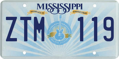 MS license plate ZTM119