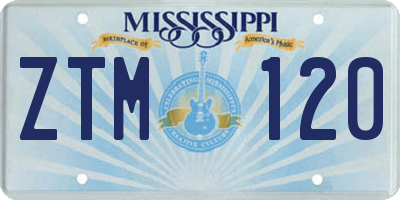 MS license plate ZTM120