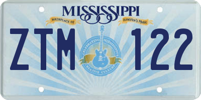 MS license plate ZTM122
