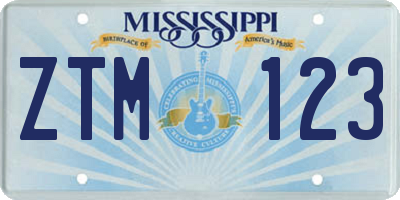 MS license plate ZTM123