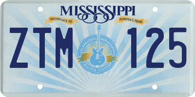 MS license plate ZTM125