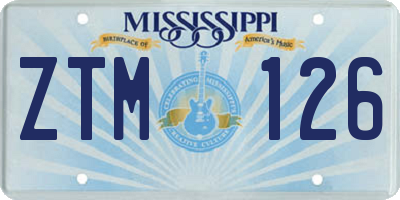MS license plate ZTM126