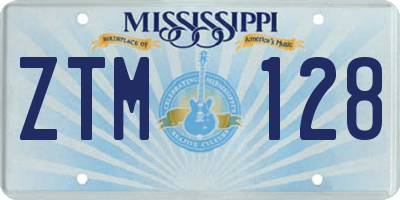 MS license plate ZTM128