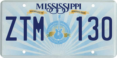 MS license plate ZTM130
