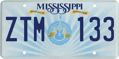 MS license plate ZTM133
