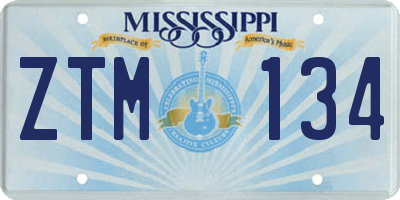 MS license plate ZTM134