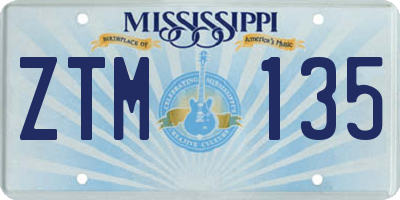 MS license plate ZTM135