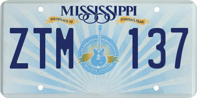 MS license plate ZTM137