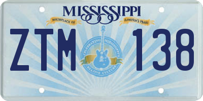 MS license plate ZTM138