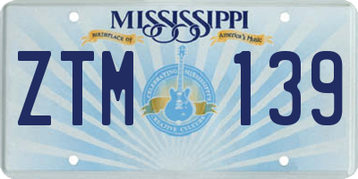 MS license plate ZTM139