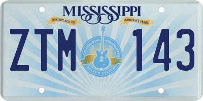MS license plate ZTM143
