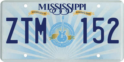 MS license plate ZTM152