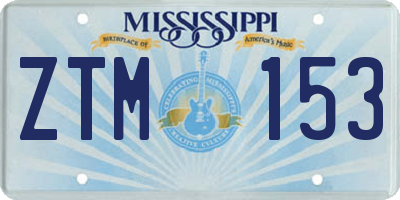 MS license plate ZTM153