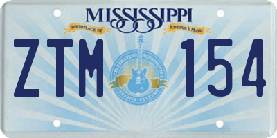 MS license plate ZTM154