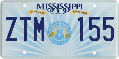 MS license plate ZTM155