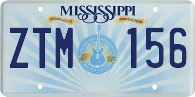 MS license plate ZTM156