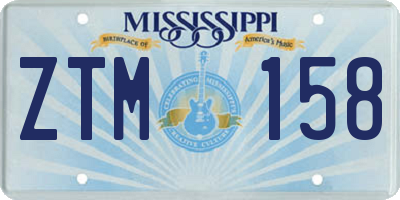 MS license plate ZTM158