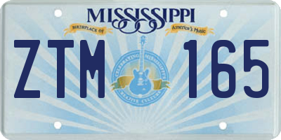 MS license plate ZTM165