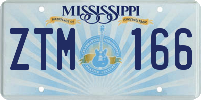 MS license plate ZTM166
