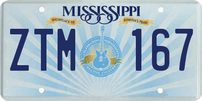 MS license plate ZTM167