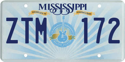MS license plate ZTM172