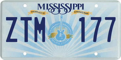 MS license plate ZTM177
