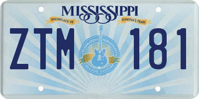 MS license plate ZTM181