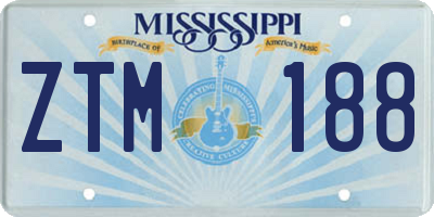 MS license plate ZTM188