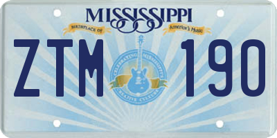 MS license plate ZTM190