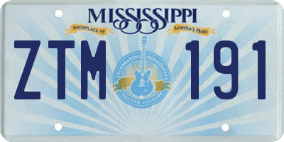 MS license plate ZTM191