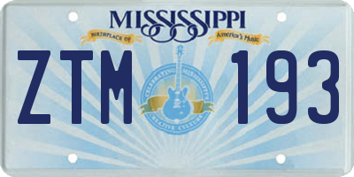 MS license plate ZTM193